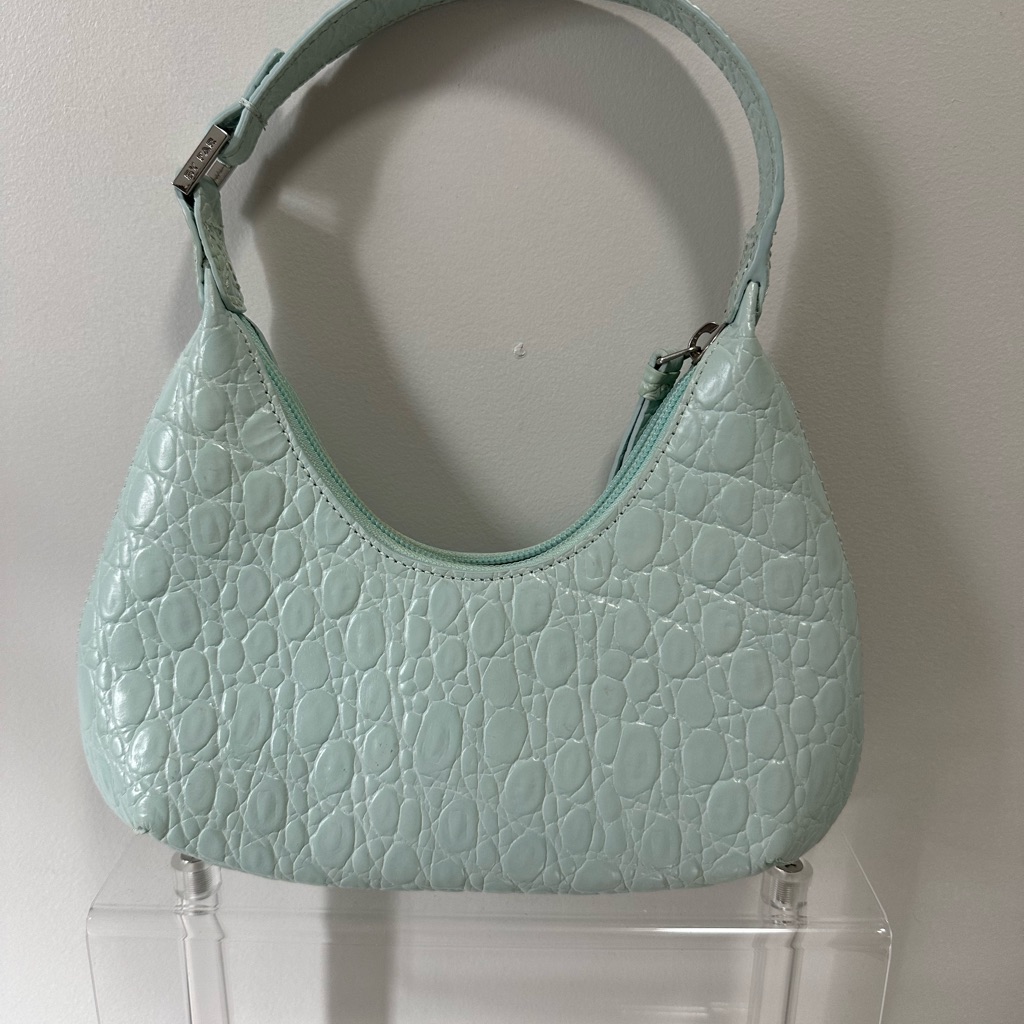 By Far Light Blue Croc-Embossed Women's Bag